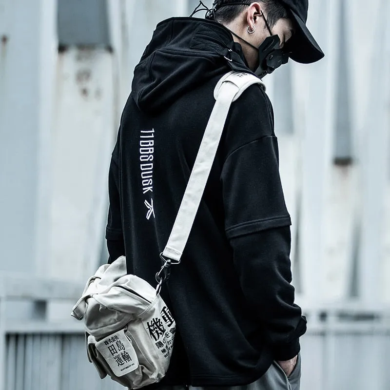 Embroidery Harajuku Hoodie Mens Casual Japanese Streetwear Hoodies Hip Hop Sweatshirts Man Pullovers Outerwear