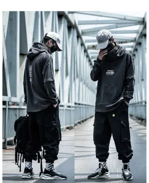 Embroidery Harajuku Hoodie Mens Casual Japanese Streetwear Hoodies Hip Hop Sweatshirts Man Pullovers Outerwear