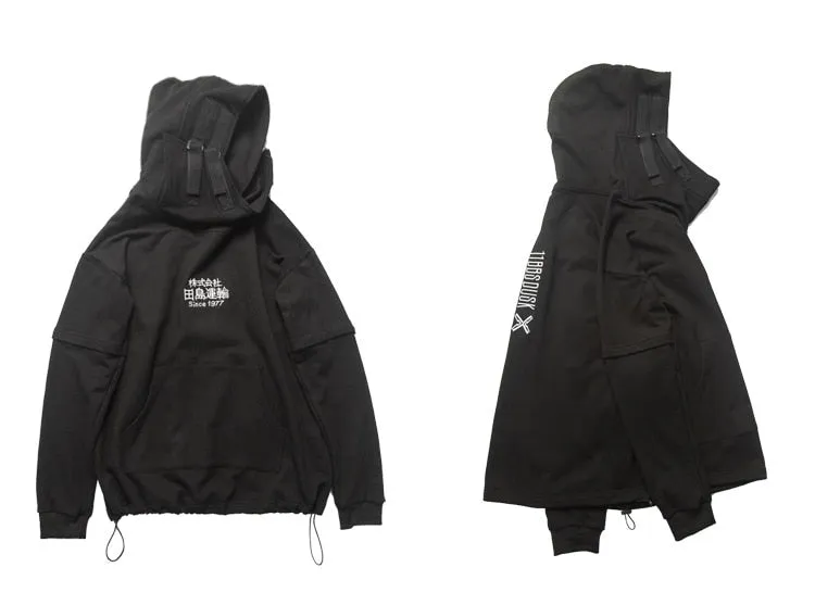 Embroidery Harajuku Hoodie Mens Casual Japanese Streetwear Hoodies Hip Hop Sweatshirts Man Pullovers Outerwear
