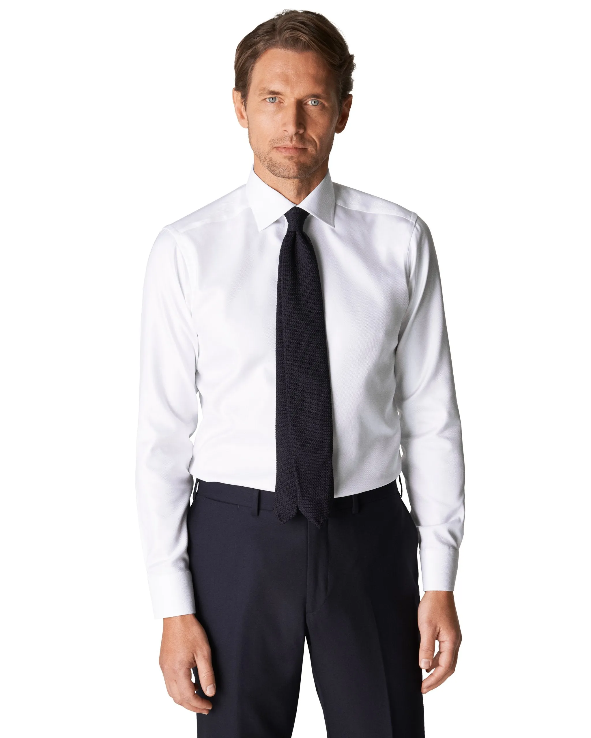 ETON - SLIM FIT TEXTURED TWILL DRESS SHIRT