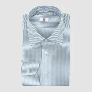 Green and White Striped Poplin Shirt