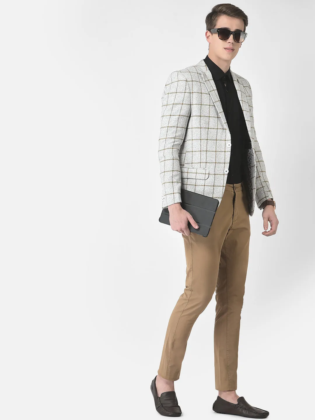 Grey Graph-Checked Blazer