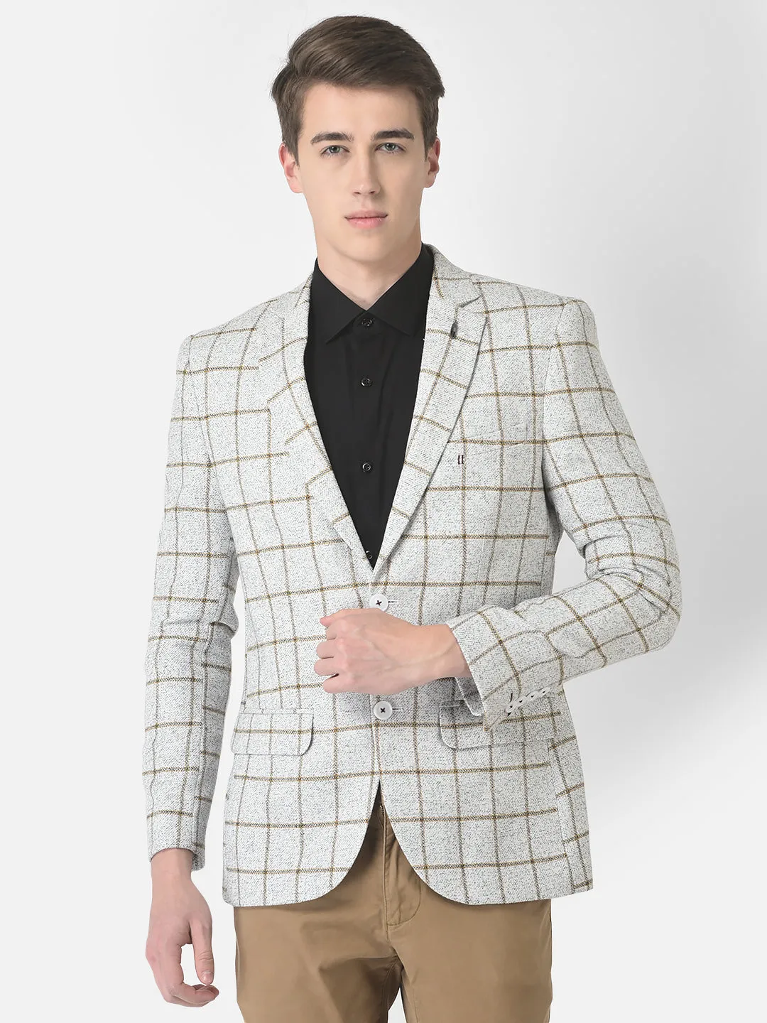 Grey Graph-Checked Blazer