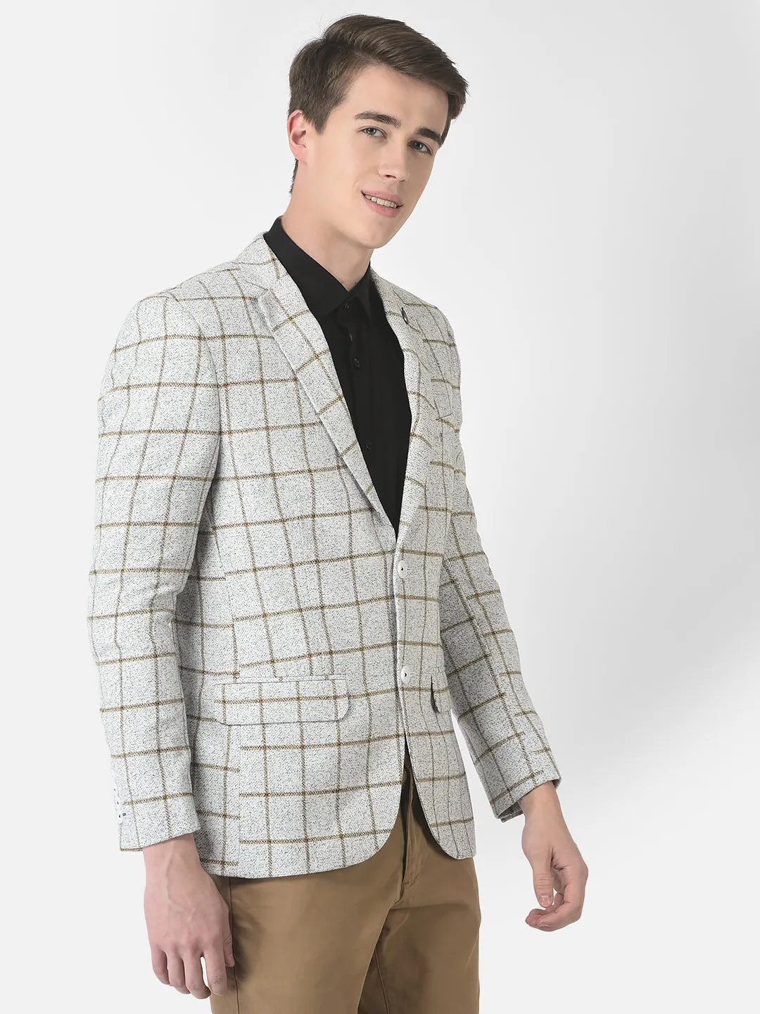 Grey Graph-Checked Blazer