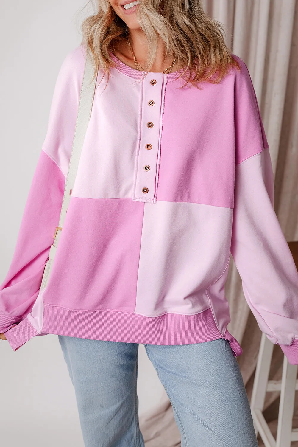 Henley High Low Oversize Sweatshirt
