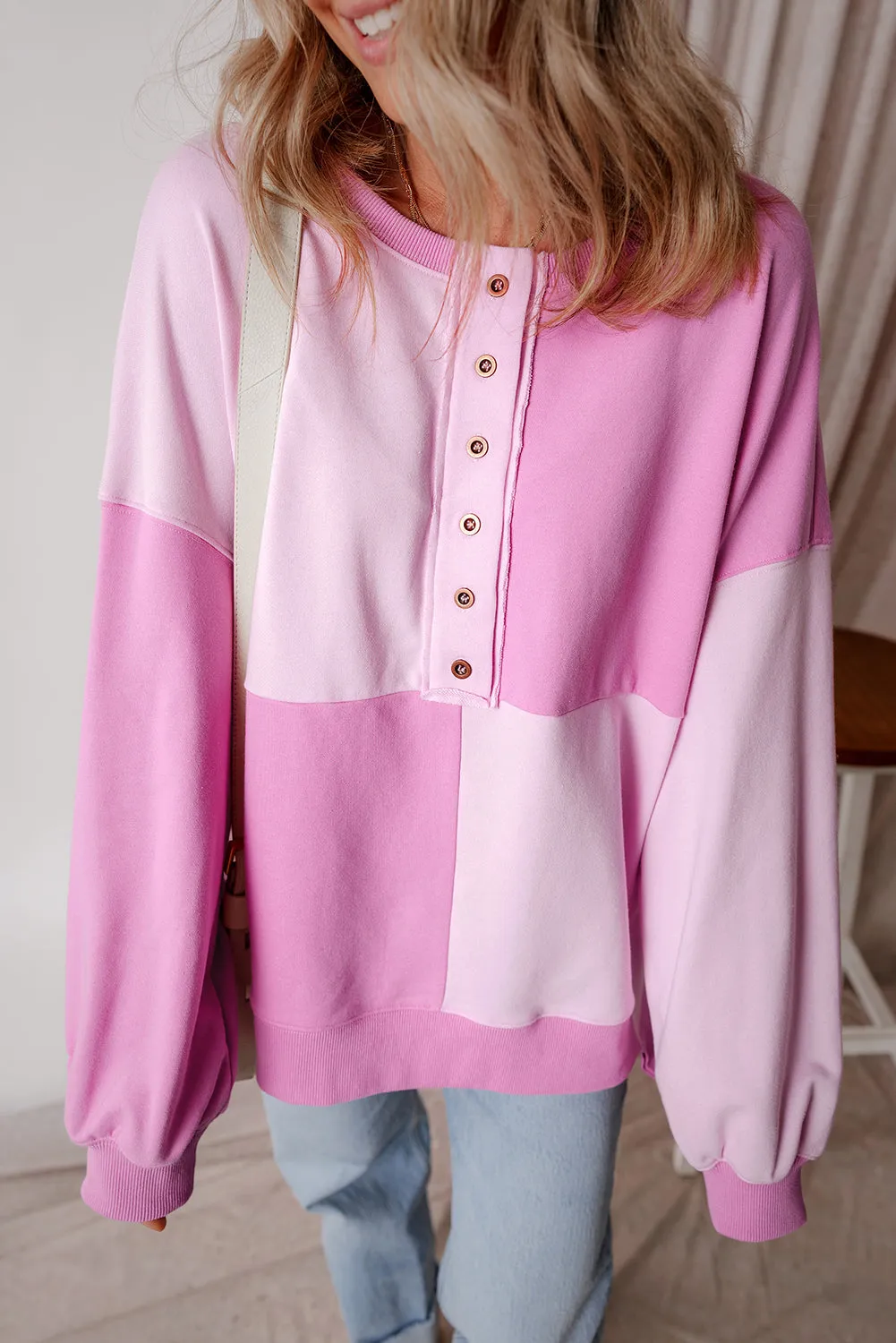 Henley High Low Oversize Sweatshirt