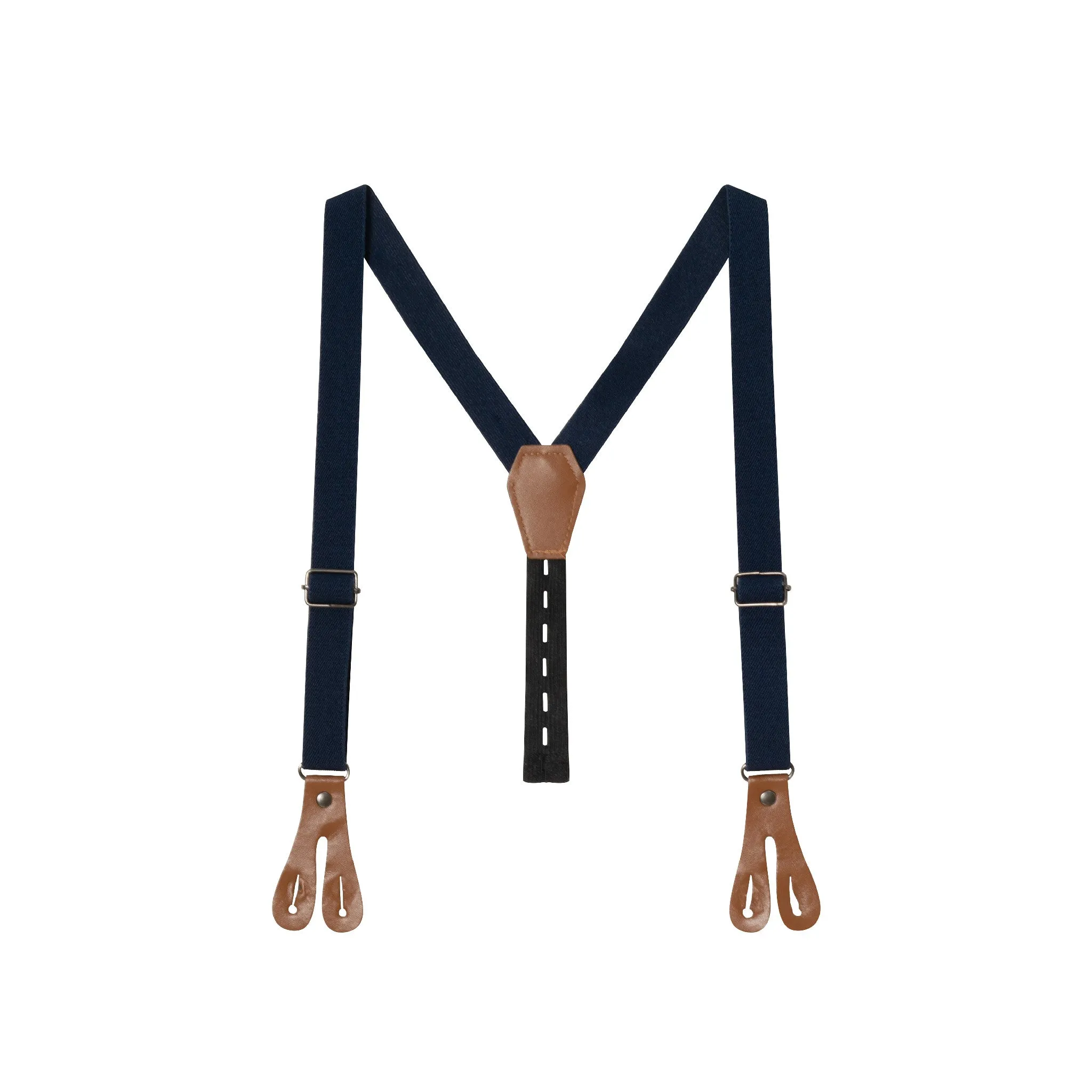 Infant 4-Piece Set Buttondown Suspenders & Pant Set | Navy Gingham