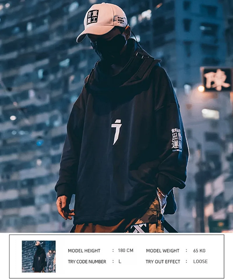 Japanese Streetwear Men Harajuku Pullovers Hip Hop Hoodies Techwear