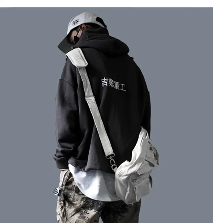 Japanese Streetwear Men Harajuku Pullovers Hip Hop Hoodies Techwear
