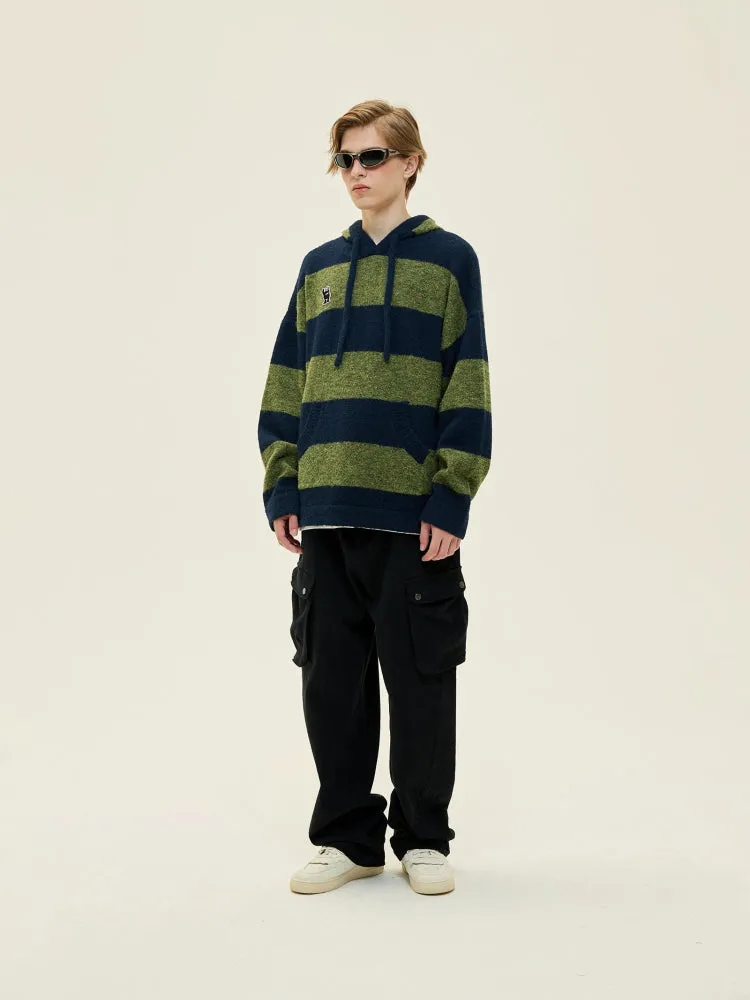 Kangaroo Stripes Hooded Casual Loose Pullover