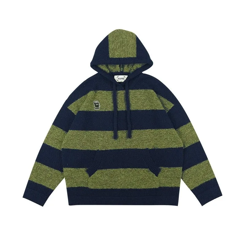 Kangaroo Stripes Hooded Casual Loose Pullover