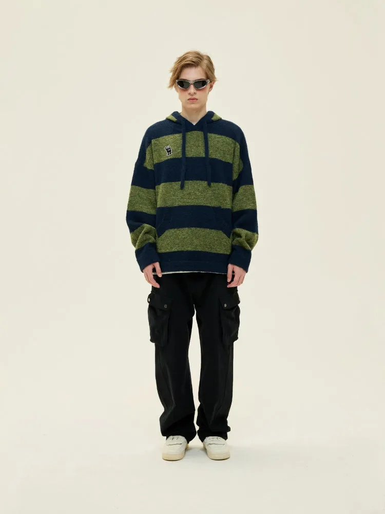 Kangaroo Stripes Hooded Casual Loose Pullover