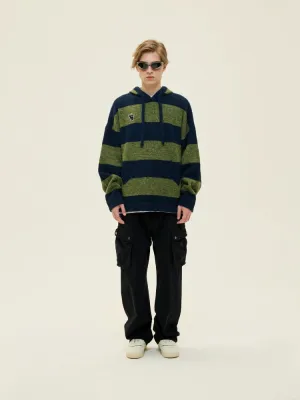 Kangaroo Stripes Hooded Casual Loose Pullover