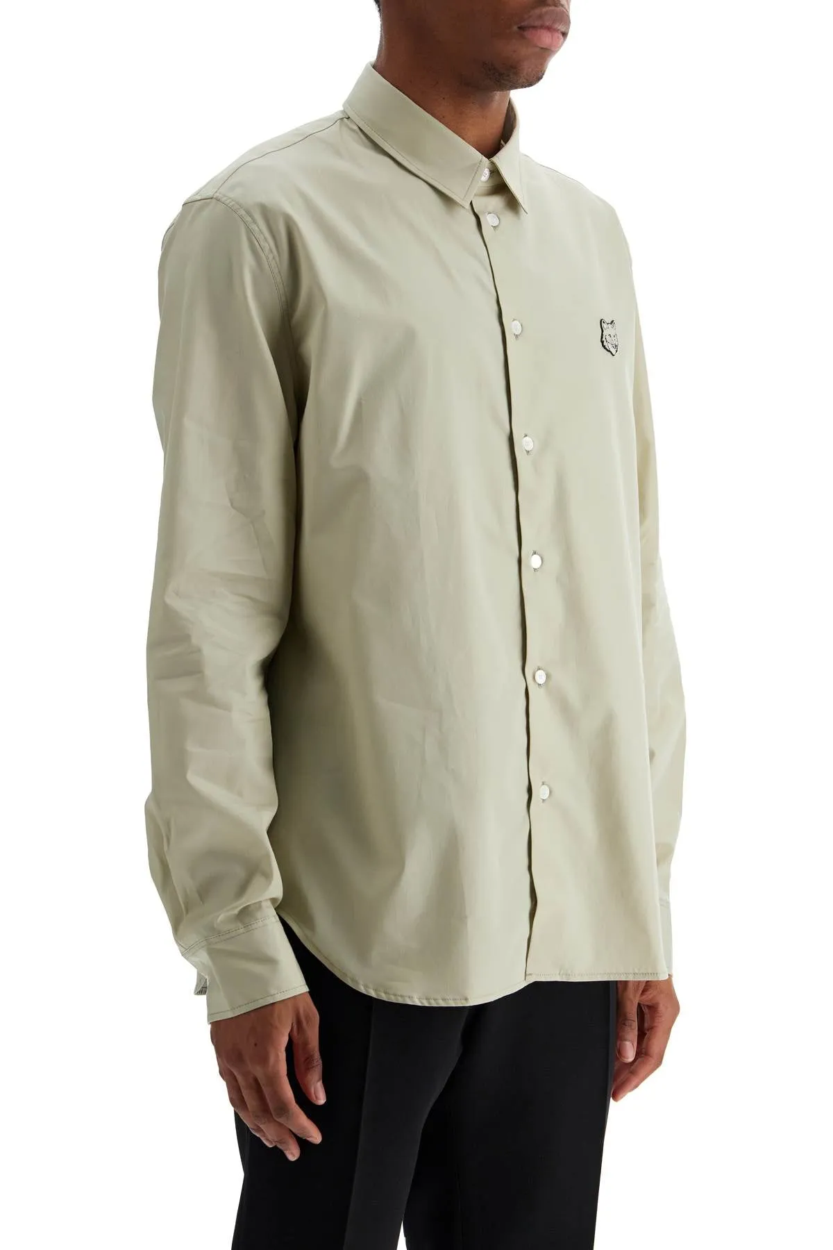 light green cotton shirt with fox embroidery MM00403WC5030 ASH TREE