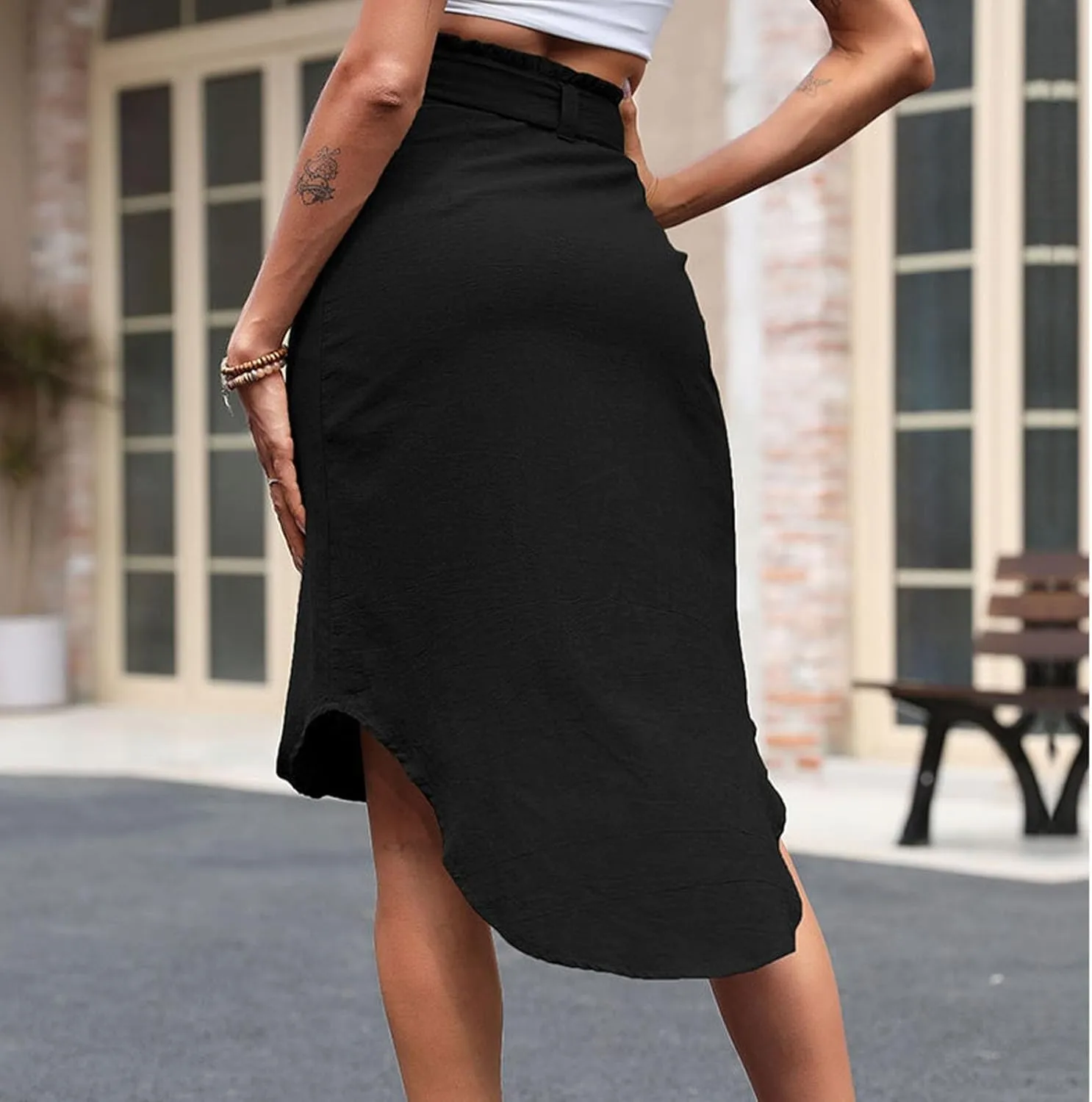 Long Skirts for Women Casual Drawstring High Wasit Half Dress Comfy Irregular Hem Beach Skirts Party Dressy