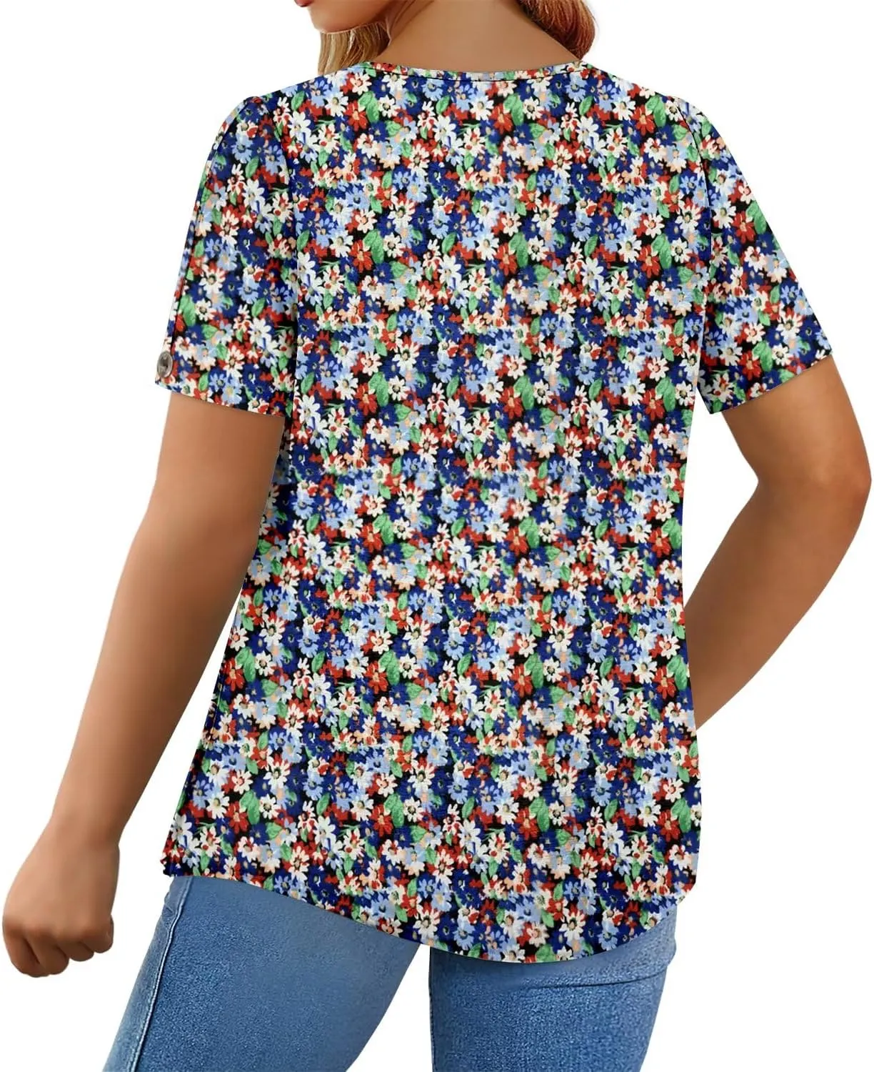 Magritta Womens Plus Size Tops Flowy Summer Blouses Short Sleeve Shirts Pleated Dressy Tunic Tops