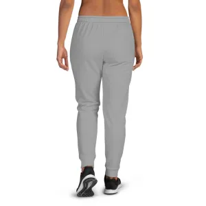 Medium Gray Women's Sweatpants, Solid Color Print Slim Fit Premium Ladies' Joggers-Made in EU