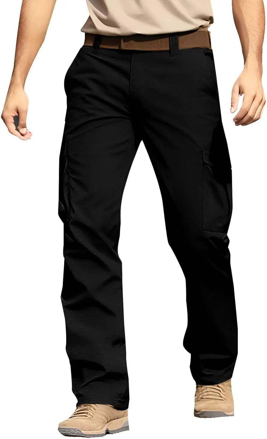 MIDOO Cargo Pants for Men Relaxed Fit Lightweight Travel Pants Breathable Athletic Fishing Active Joggers Zipper Pockets