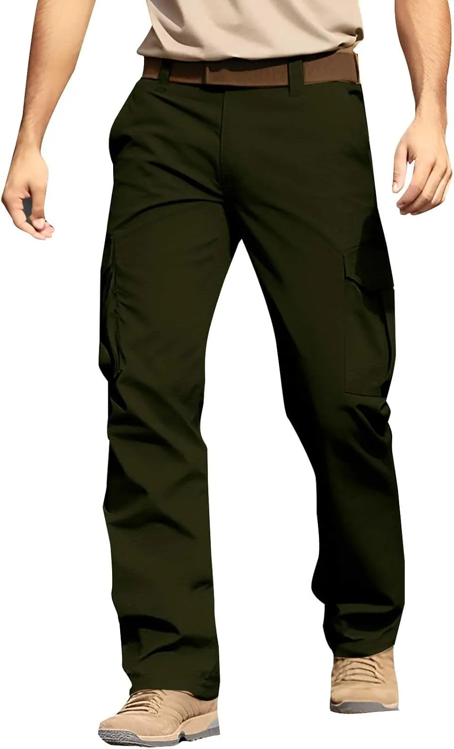 MIDOO Cargo Pants for Men Relaxed Fit Lightweight Travel Pants Breathable Athletic Fishing Active Joggers Zipper Pockets