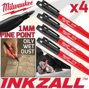 MILWAUKEE INKZALL 1mm ALL SURFACE MARKER PEN ( x4 )