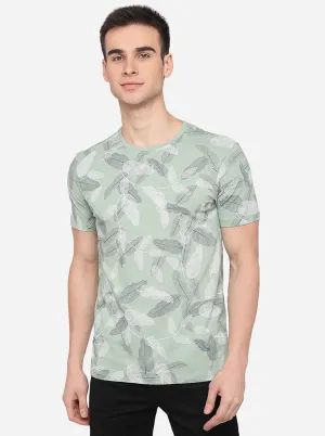 Mint Printed Slim Fit T-Shirt | JadeBlue