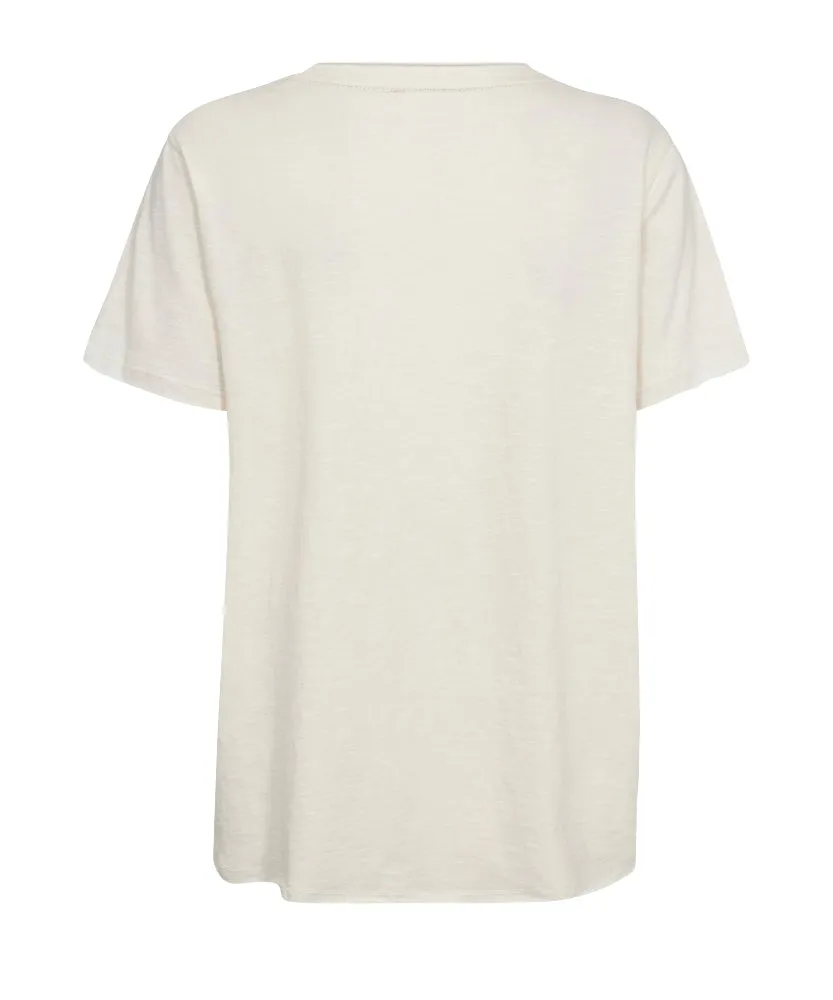 MMFiona O-SS Embroidery Tee - Ecru - Mos Mosh