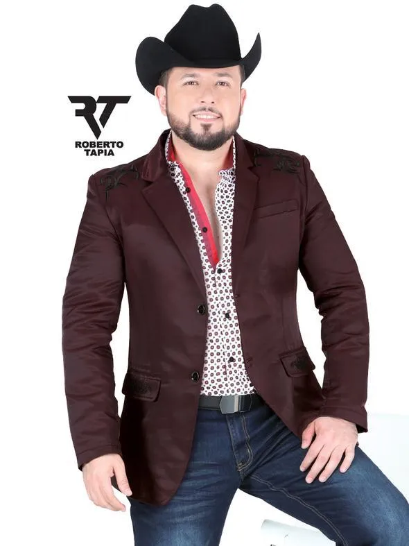 Modern Regular Fit Cut Fabric Whit Design Blazer - Wine