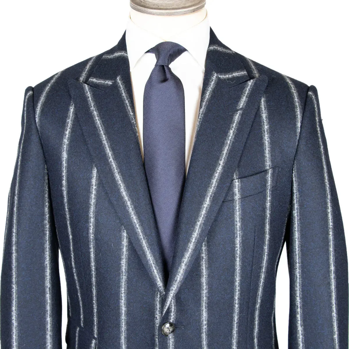 Navy & White Cloudstripe Wool Jacket
