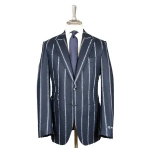Navy & White Cloudstripe Wool Jacket