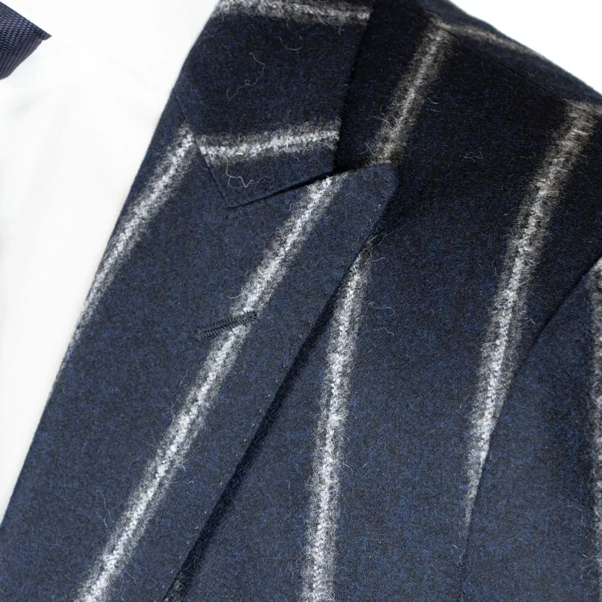 Navy & White Cloudstripe Wool Jacket