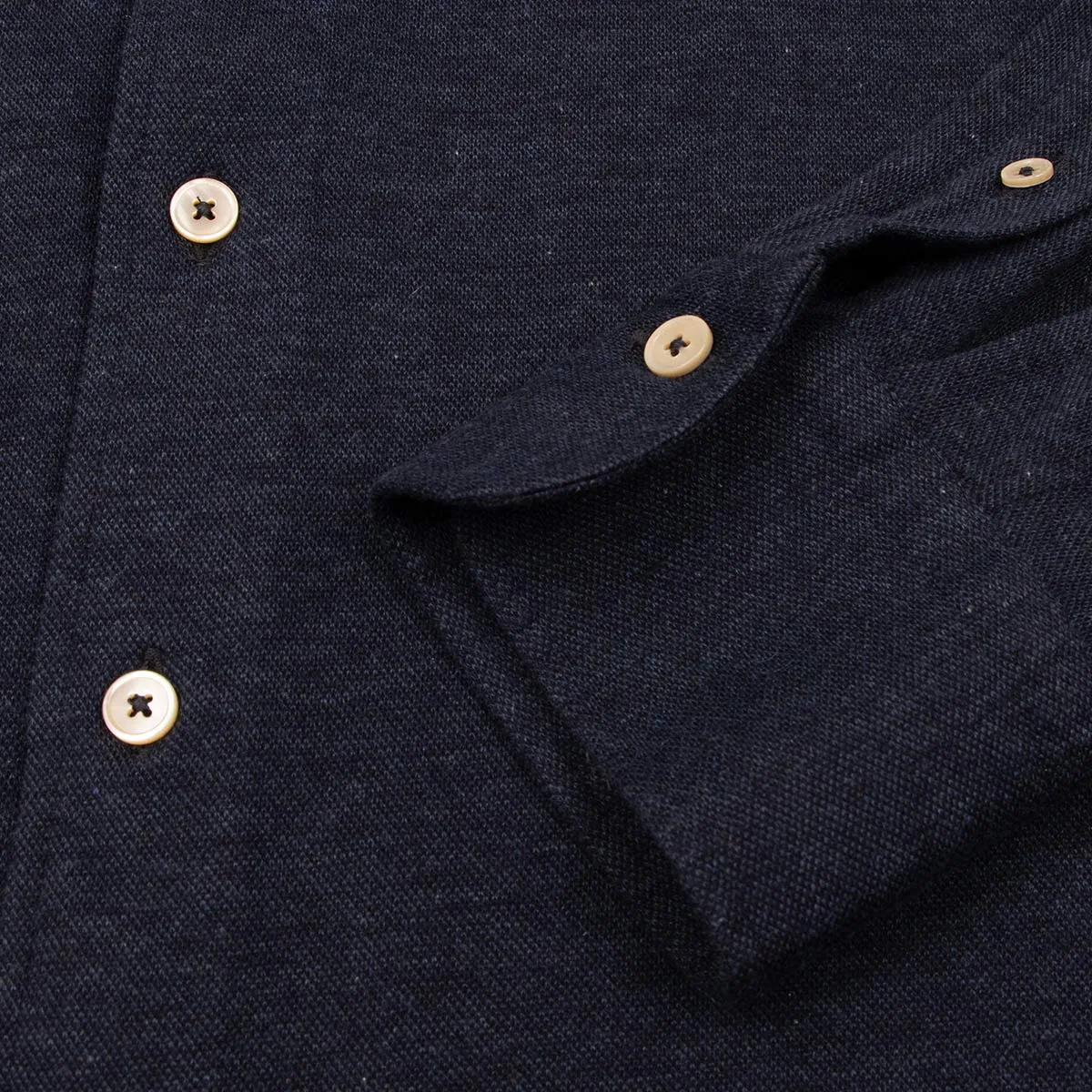 Navy Cotton & Cashmere Jersey Long Sleeve Shirt