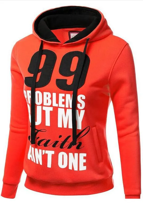 Number and Letters Print Drawstring Pocket Slim Hoodie