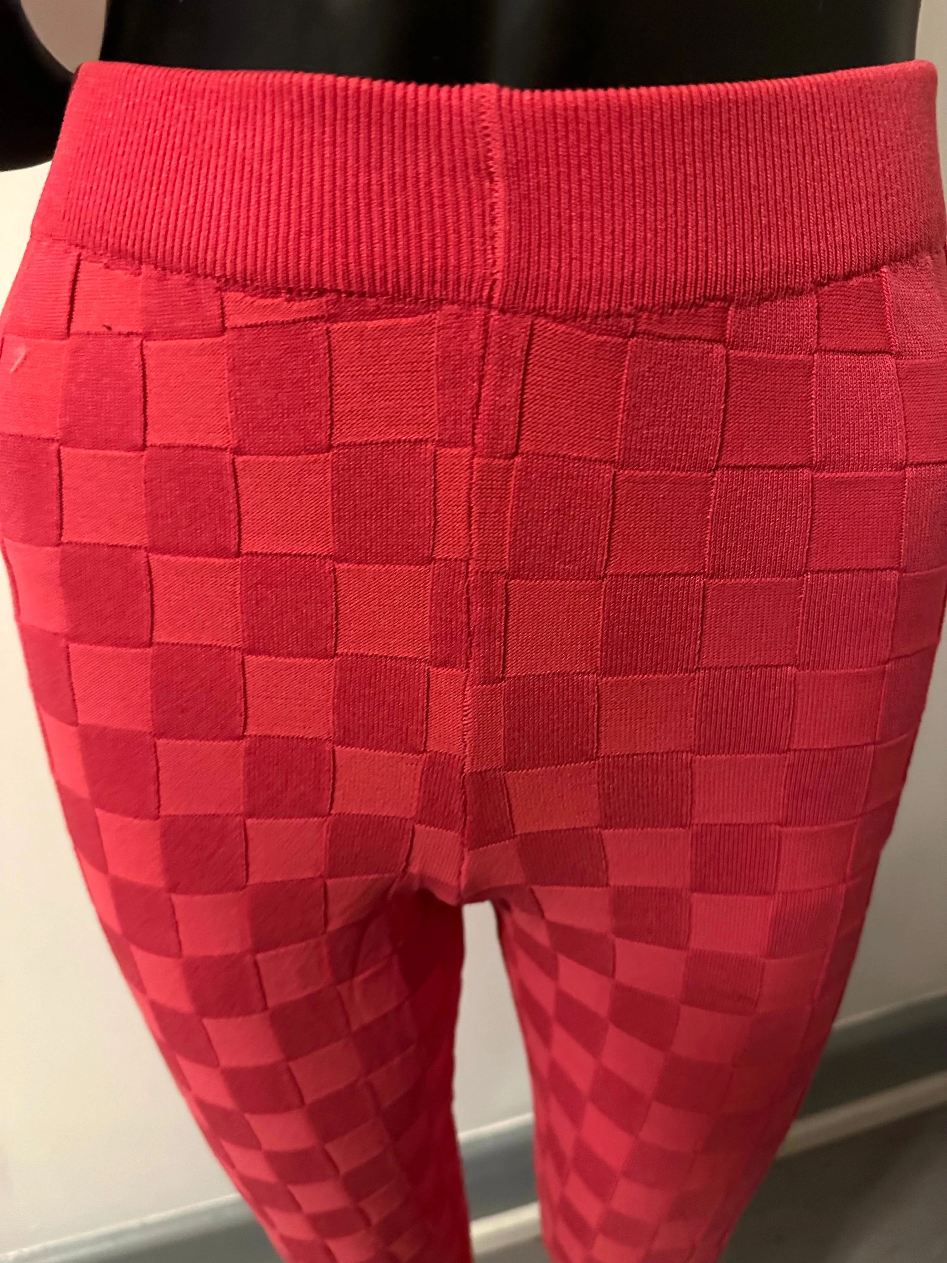 Personal Preference 2-Piece Raspberry Knit Top and Bottom Matching Varsity Set