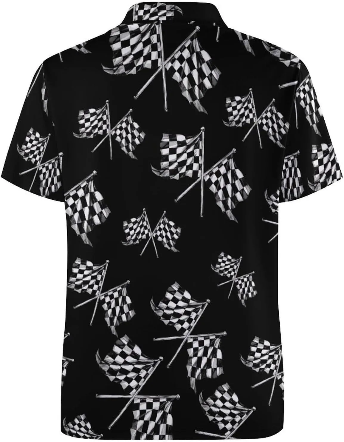 Racer Race Checkered Flags Women's Short Sleeve Polo Shirts Casual Collared T-Shirts Golf Shirts Sport Blouses Tops