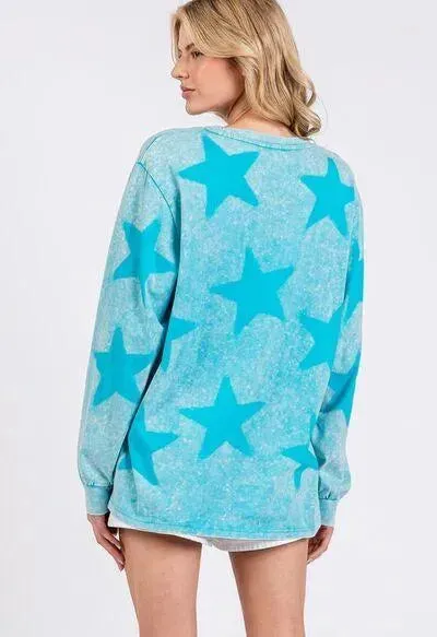 SAGE   FIG Mineral Wash Star Pattern T-Shirt