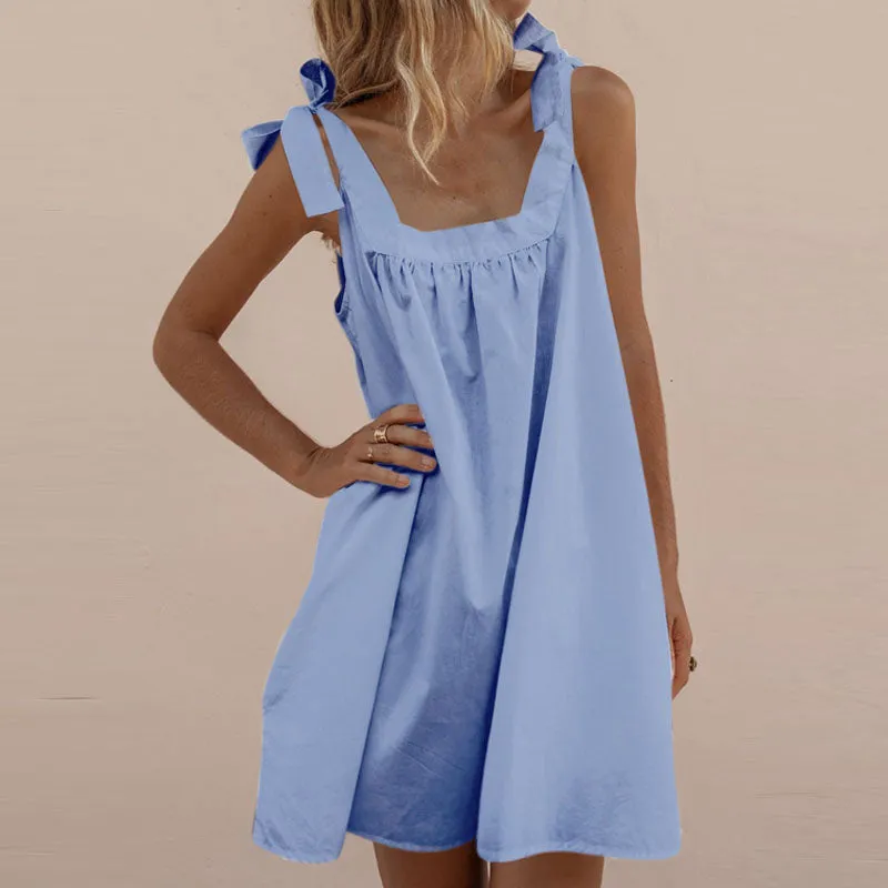 Simple Loose Strap Short A line Dress