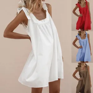 Simple Loose Strap Short A line Dress