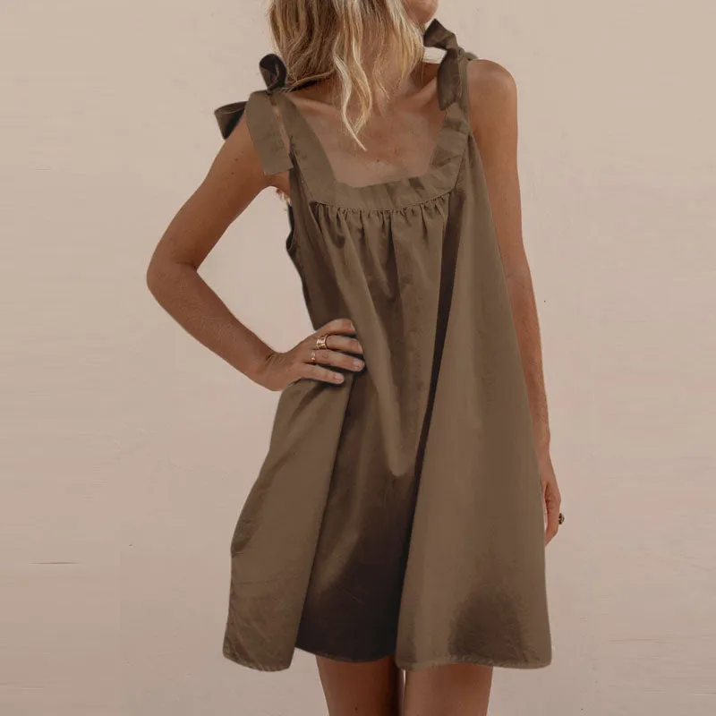 Simple Loose Strap Short A line Dress