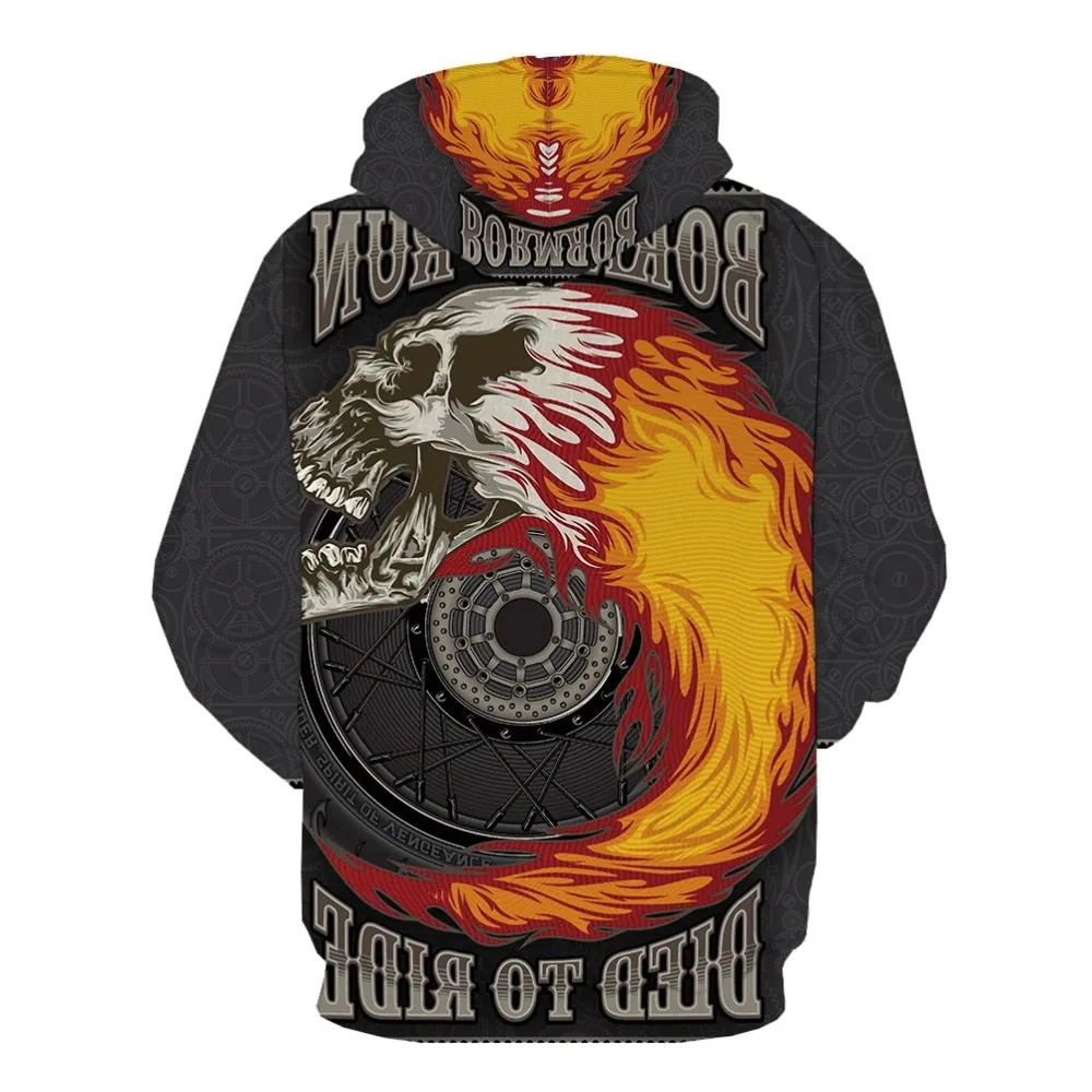 Skull  Casual Flower 3D Print Graffiti Harajuku Hoodie