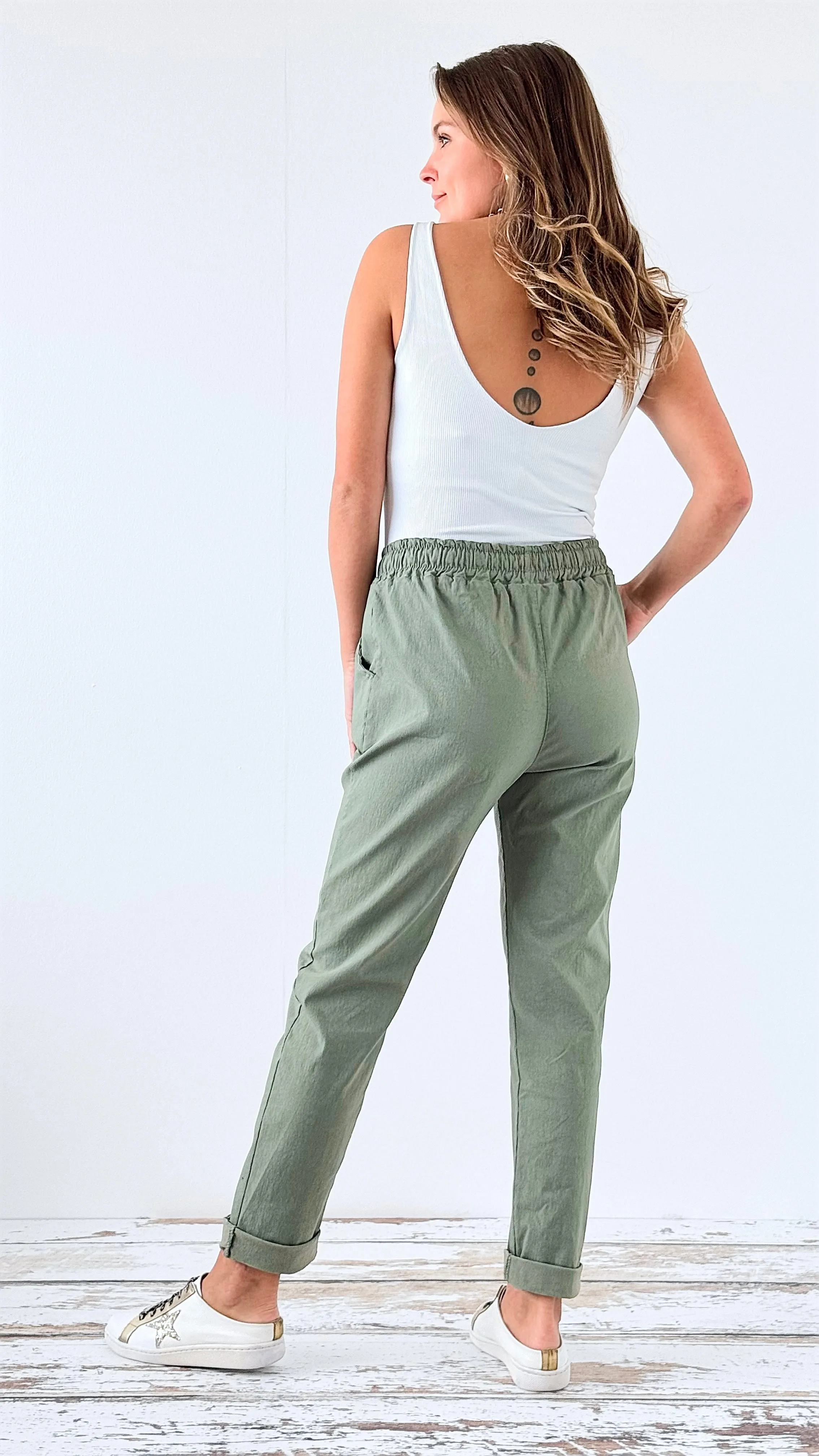 Spring Italian Jogger Pant- Army Green