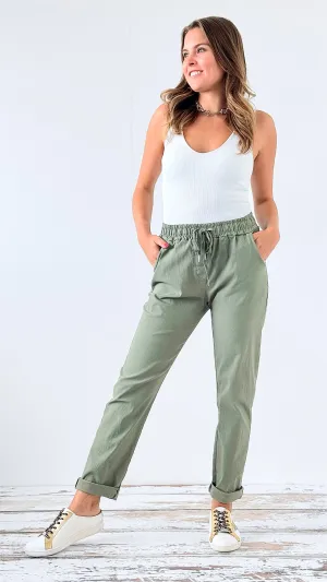 Spring Italian Jogger Pant- Army Green