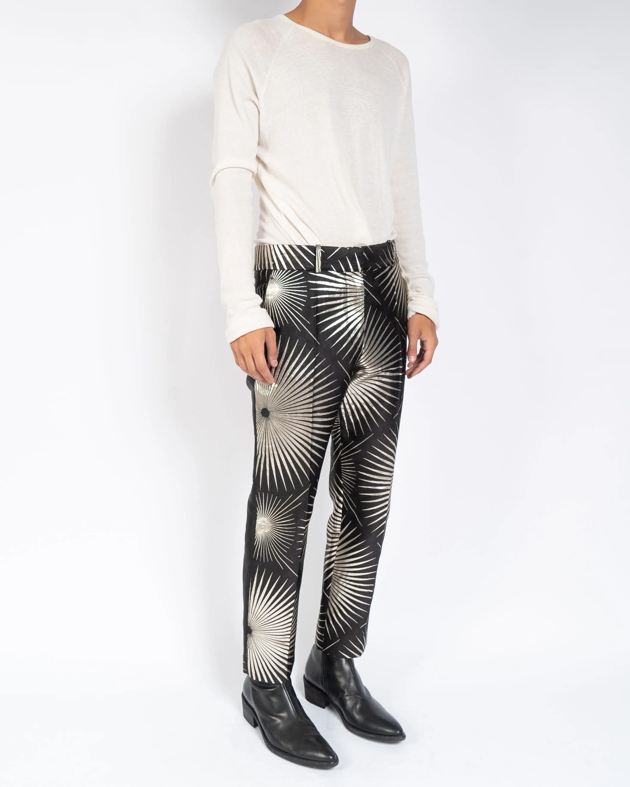 SS19 Coral Silk Embroidered Trousers