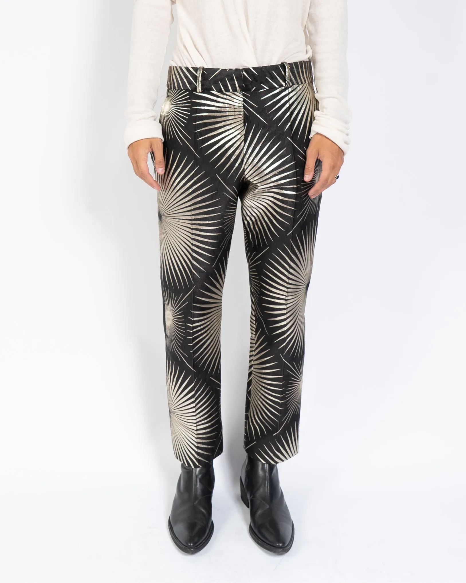 SS19 Coral Silk Embroidered Trousers