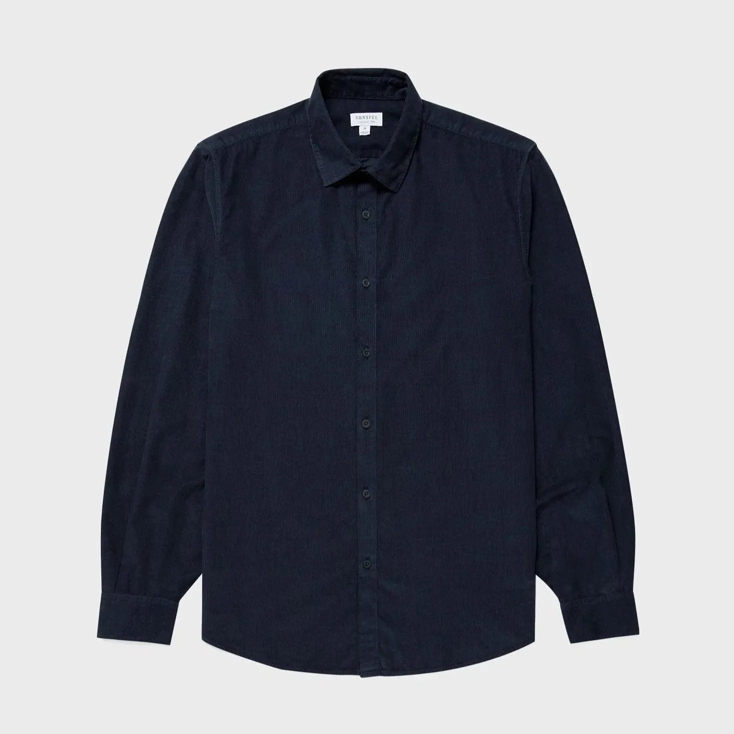Sunspel Fine Cord Shirt in Navy