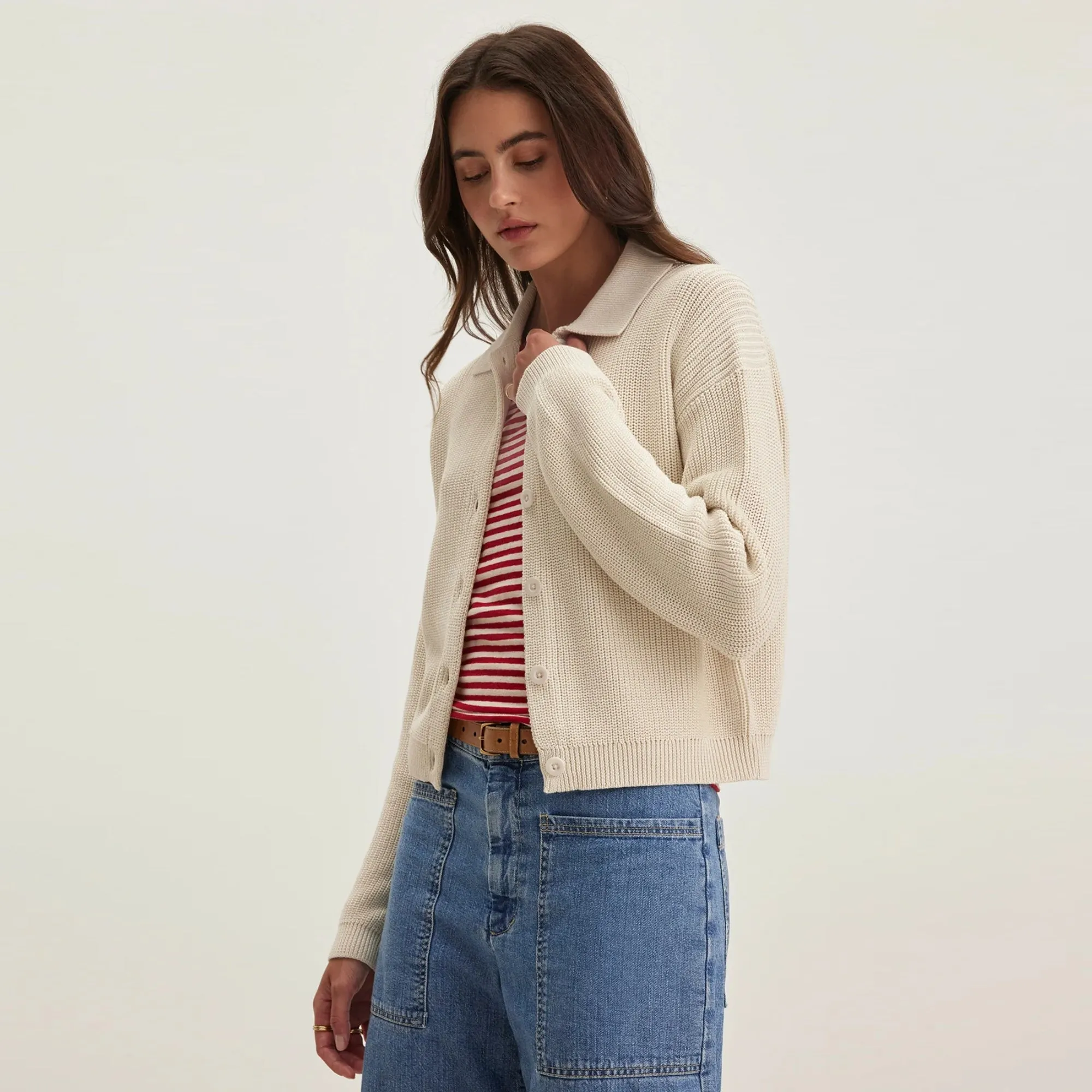 Taj Textured Cotton Sweater (Ivory)