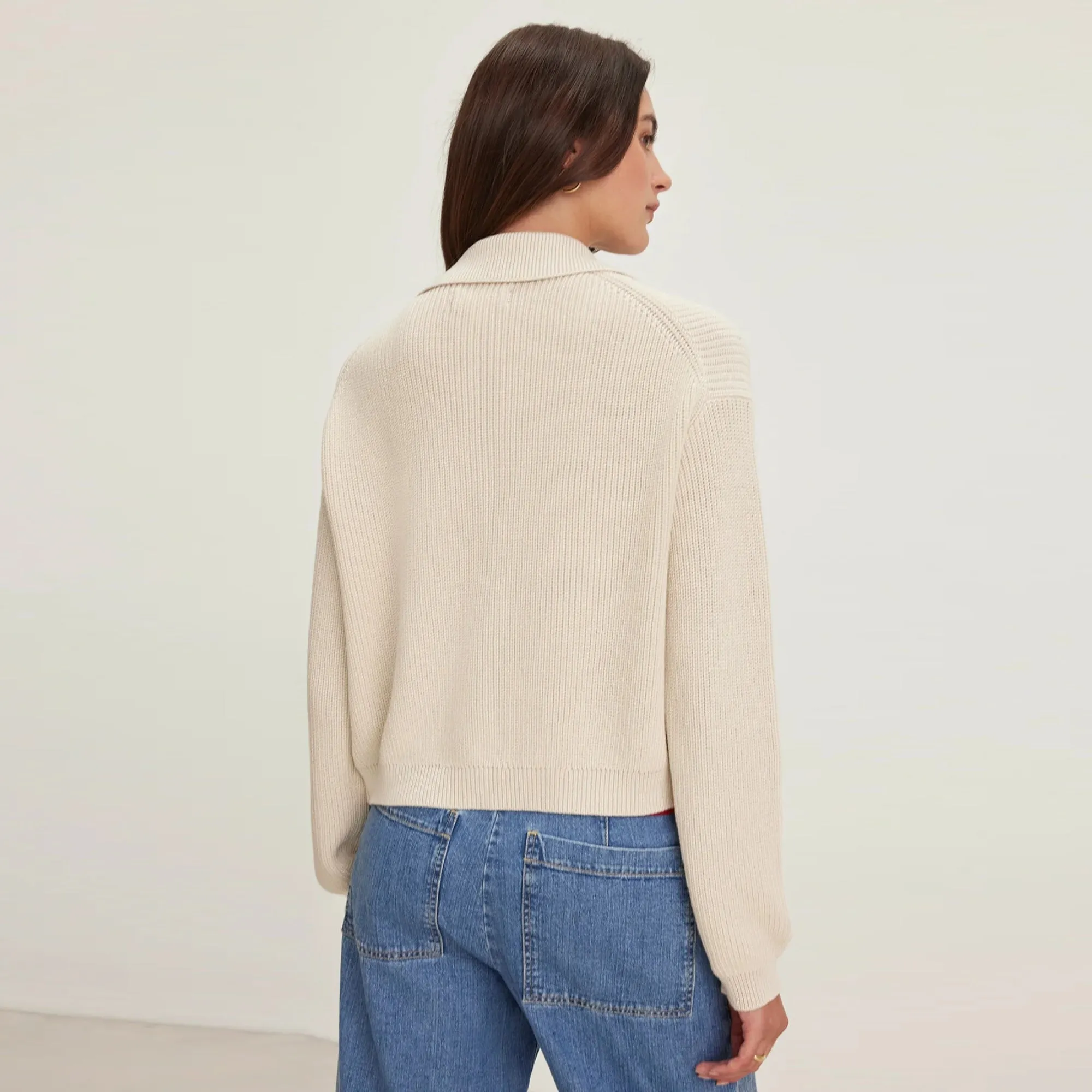 Taj Textured Cotton Sweater (Ivory)