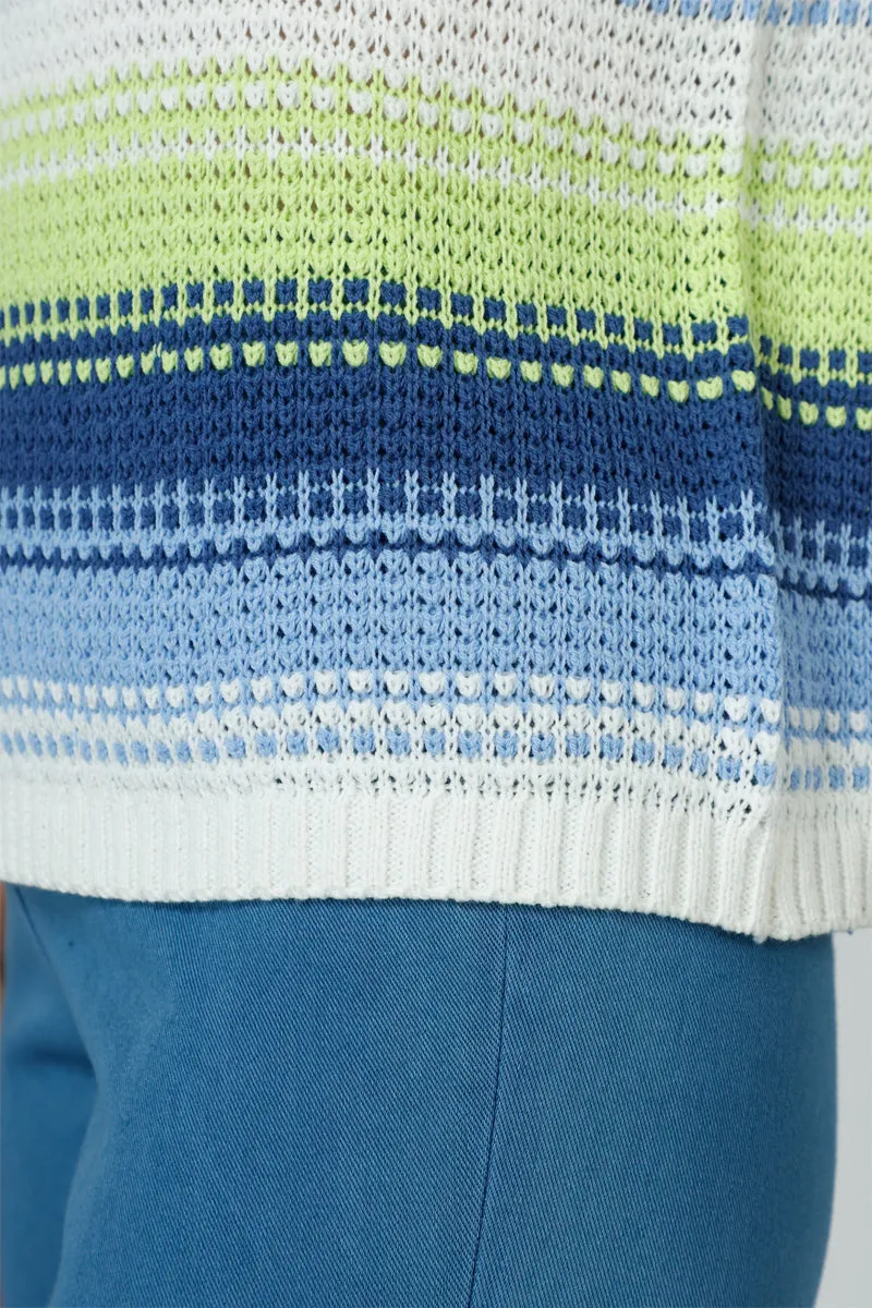 Ten Oh 8 Combo Stripe V Neck Sweater