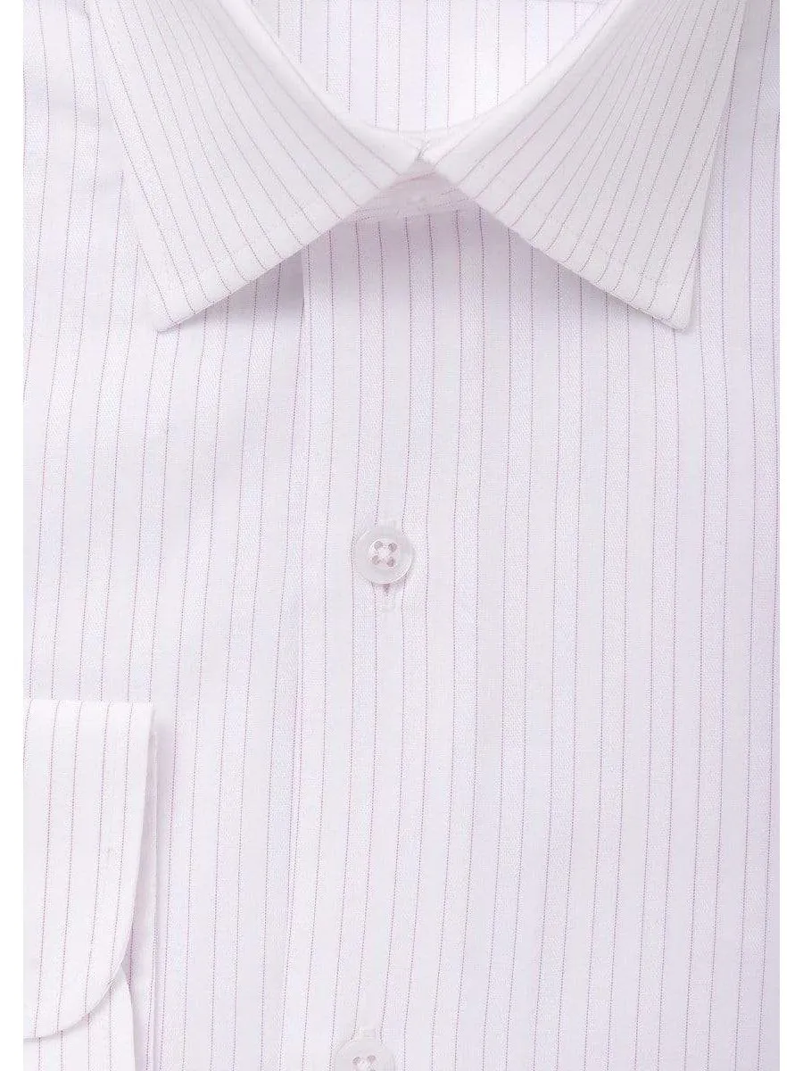 The Suit Depot Mens Cotton Pink Striped Slim Fit Stretch Dress Shirt