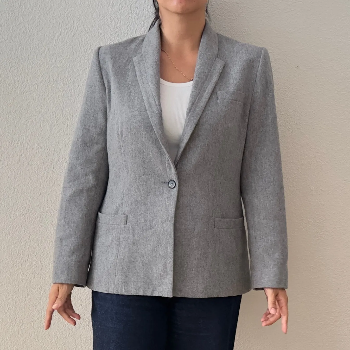 Upcycled Bow Blazer Gray/Burgundy, Wool - size S- M