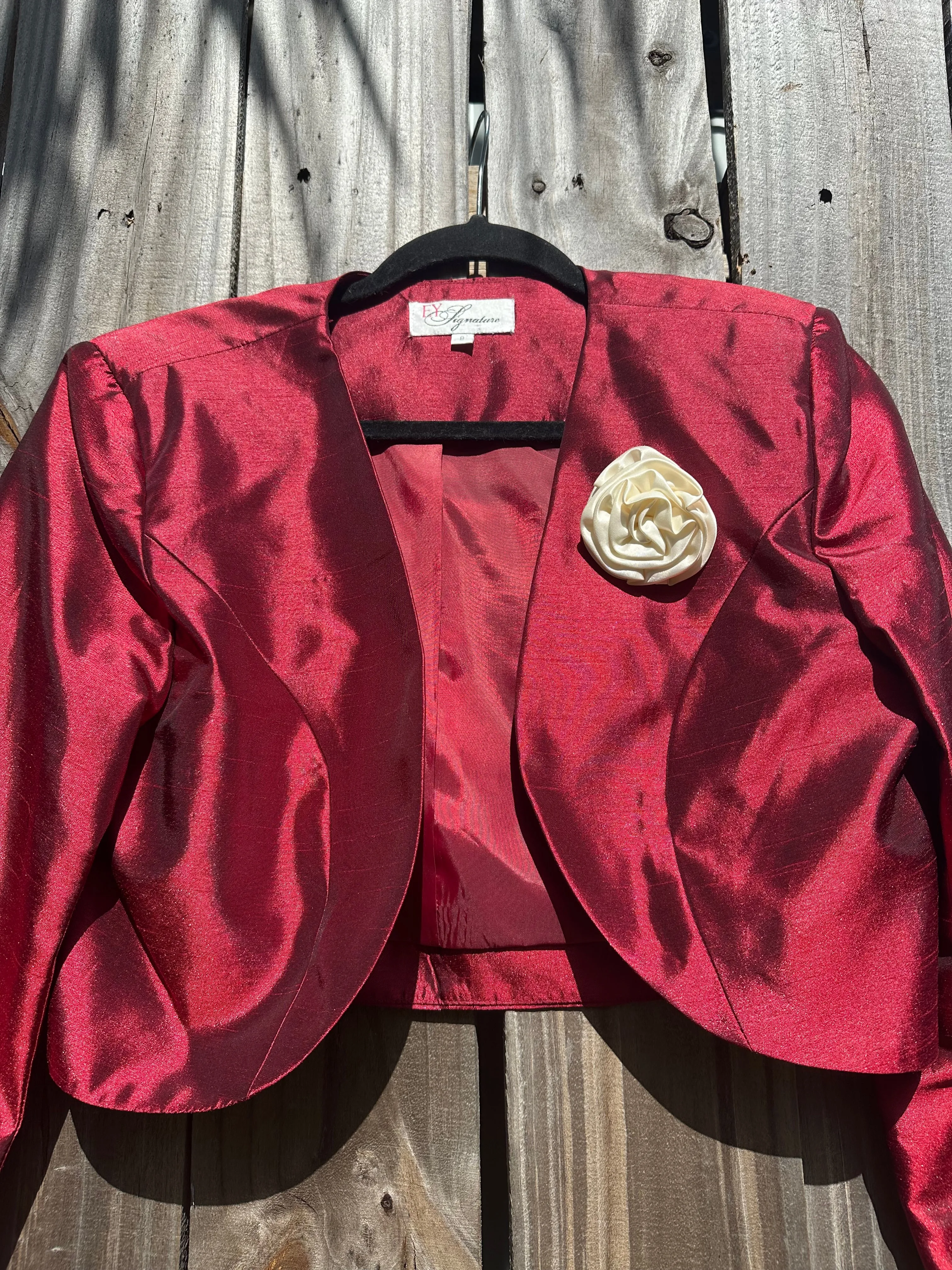 Vintage 80s Maroon Iridescent Cropped Embellished Blazer ('8')